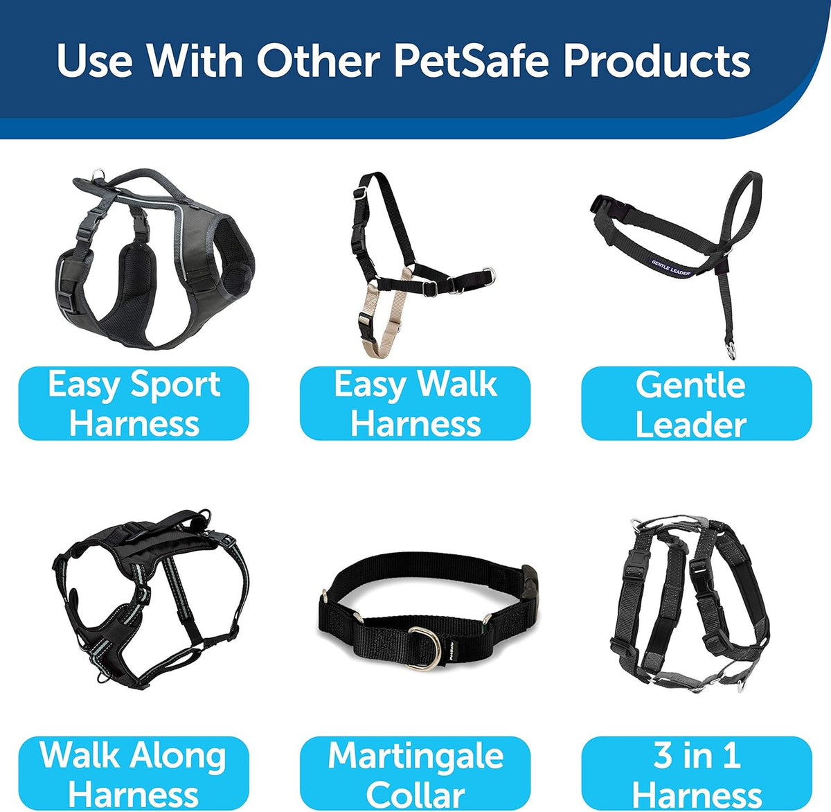 PetSafe Nylon Leash - Chew-Resistant Cat & Dog Behavioral Training Leash - Compatible with Easy-Walk Harness - Traditional-Style Reliable Pet Lead with a Padded Hand Wrap - 3/8" x 6' - Black