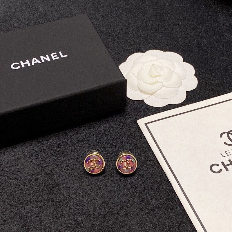 18K Chanel Colorful Round Earrings