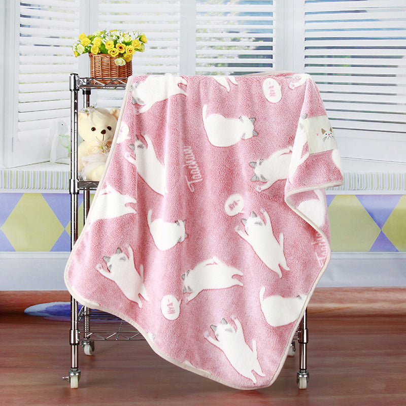 Pet Quilt Warm Blanket Coral Fleece Antifreeze Autumn And Winter Pets