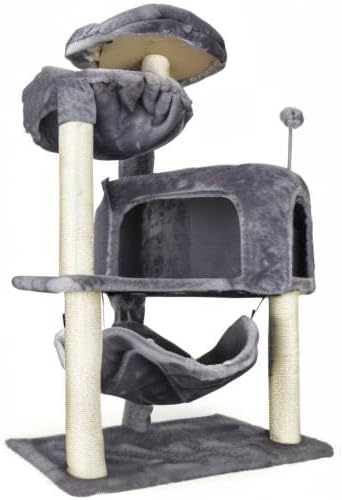 YUNIQUE Cat Tree with Cat Condo and Big Hammock, Grey