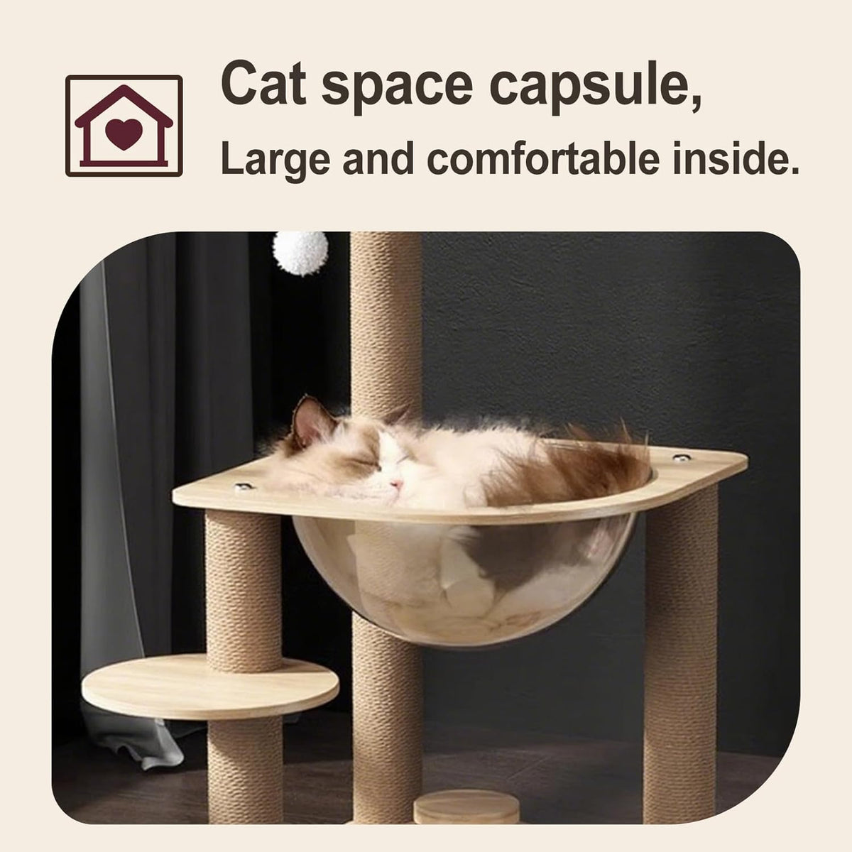 Indoor Cat & Kittens Multi-Level Climbing Activity Tower with Scratching Posts, Selected Wood and Sisal，Cat Tree Large (24.7inH) -cat House Beige
