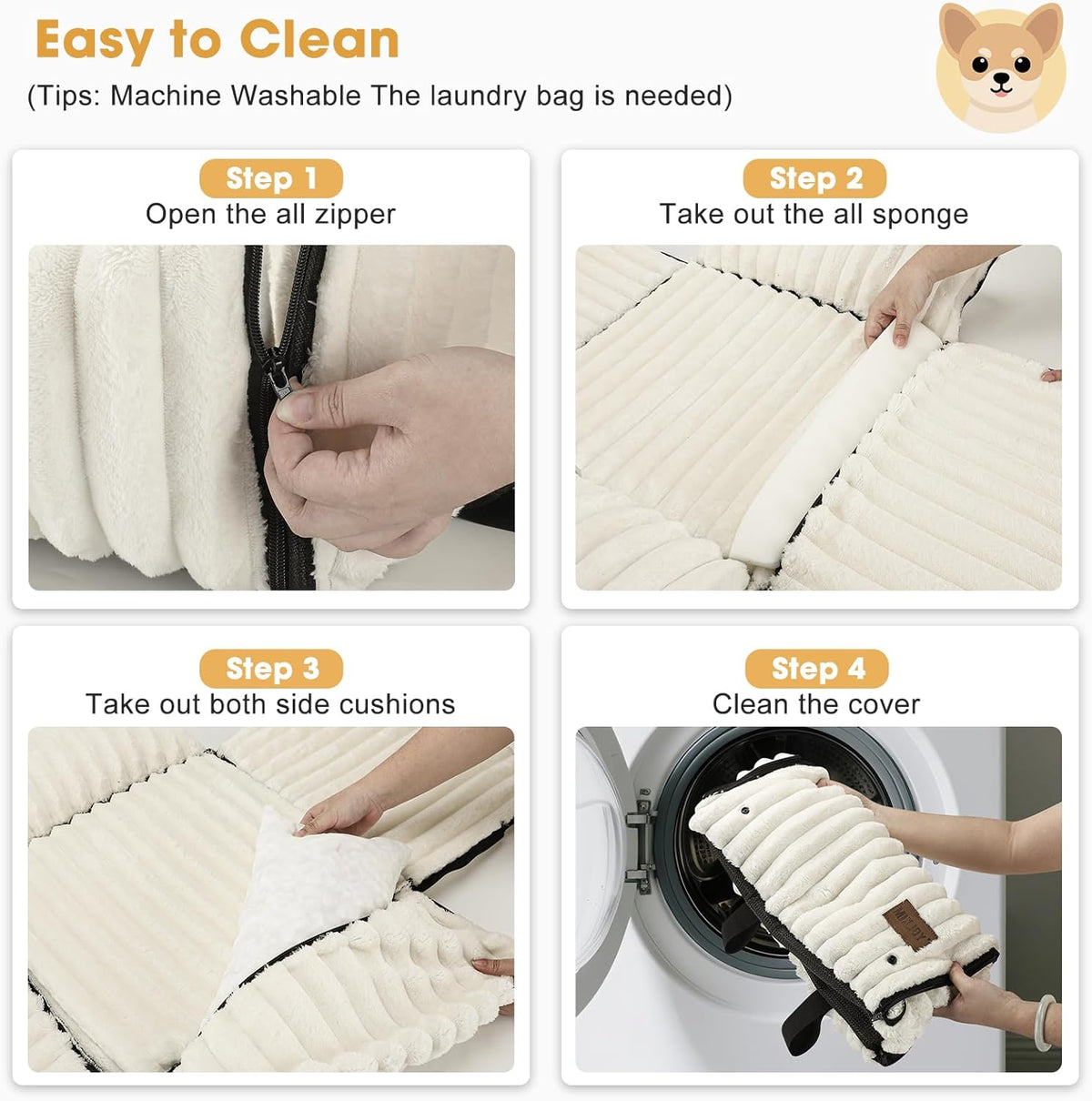 MIXJOY 6-in-1 Dog Car Seat for Small/Medium Dogs up to 25 lbs, Multi-Functional Dog Carrier for Car with Detachable Washable Cover, Pet Travel Bed with Clip-On Safety Leash, Beige