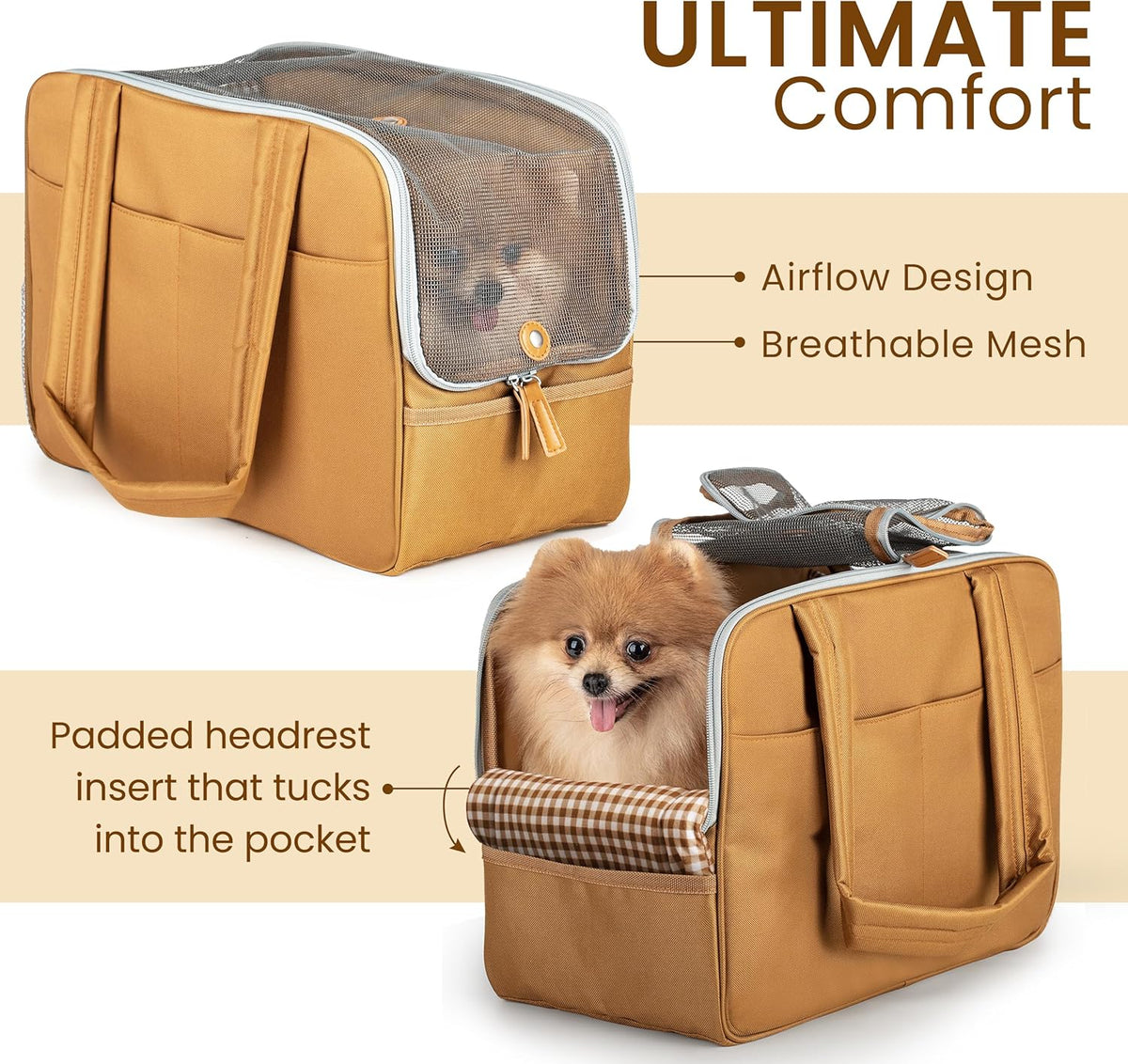 Dog Purse Carrier for Small Dogs – Cotton Padded Interior, Multiple Pockets, Breathable Mesh & Comfortable Strap – Durable Polyester Travel Bag, Lightweight Cat Carrier - Versatile Small Pet Bag