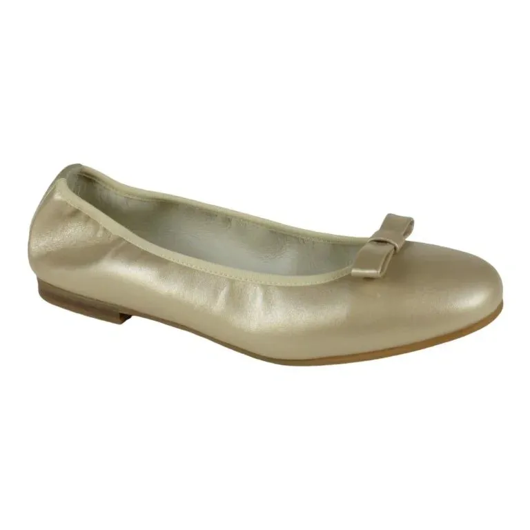 1377 - Gold Soft Leather Flats for Girl by London Kids