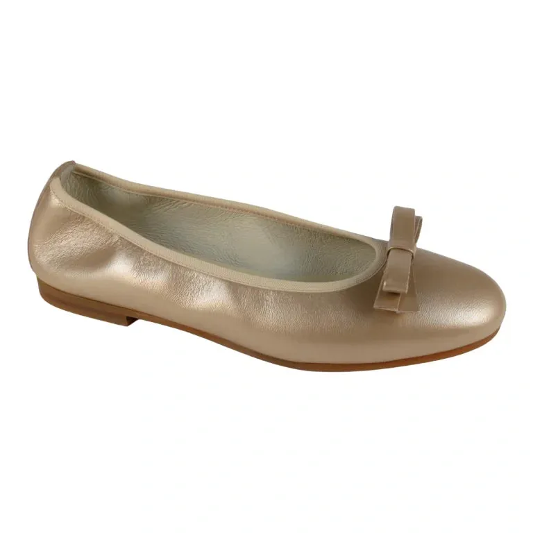 1569 - Gold Soft Leather Flats for Girl by London Kids