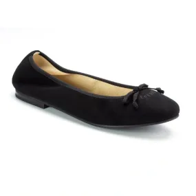 1628 - Black Suede Flats for Girl/Teen/Women by London Kids