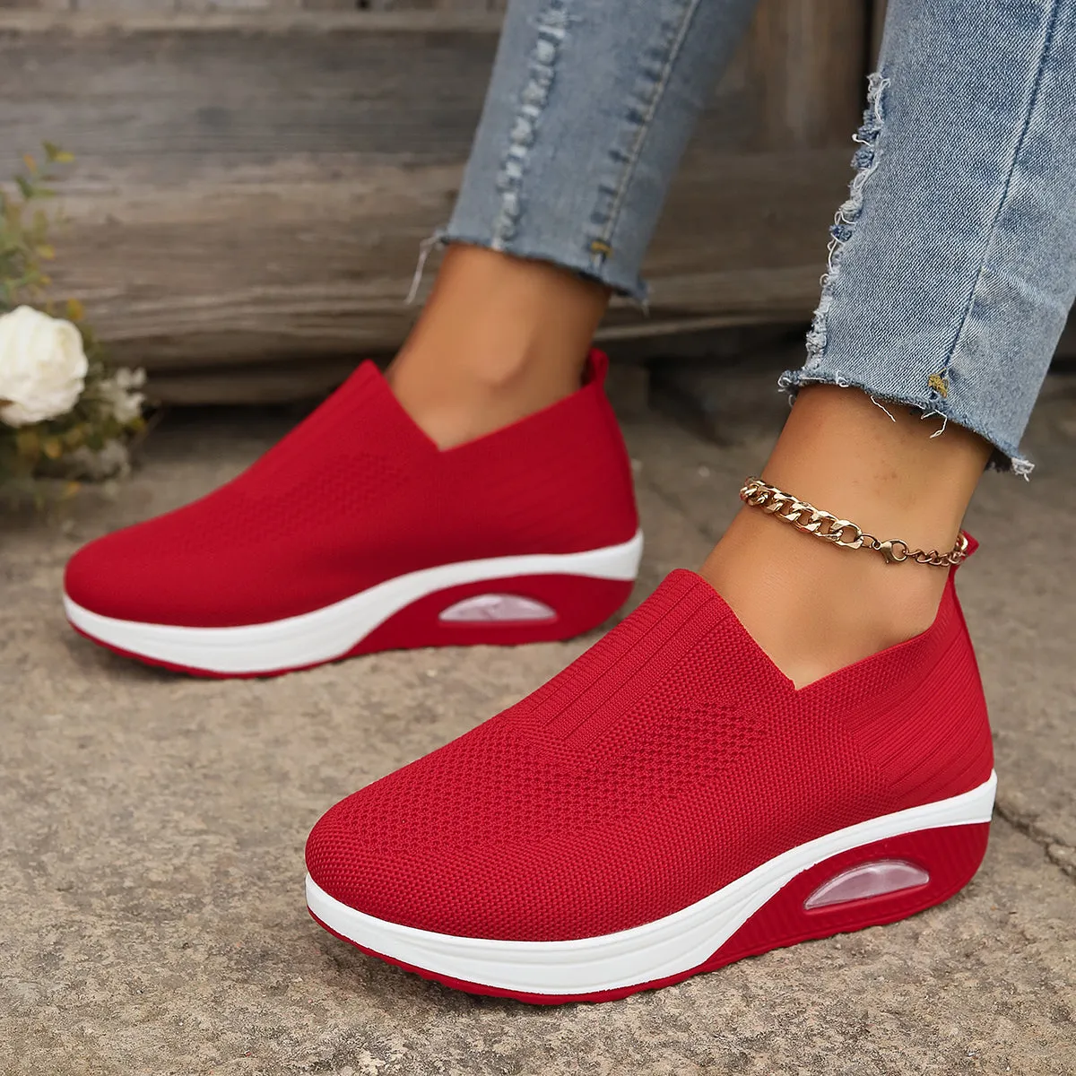 Breathable Lace-up Mesh Sneakers for Women