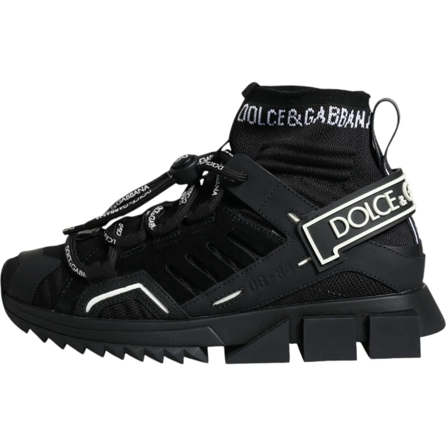 Dolce & Gabbana Black Sorrento Socks Logo Sneakers Shoes