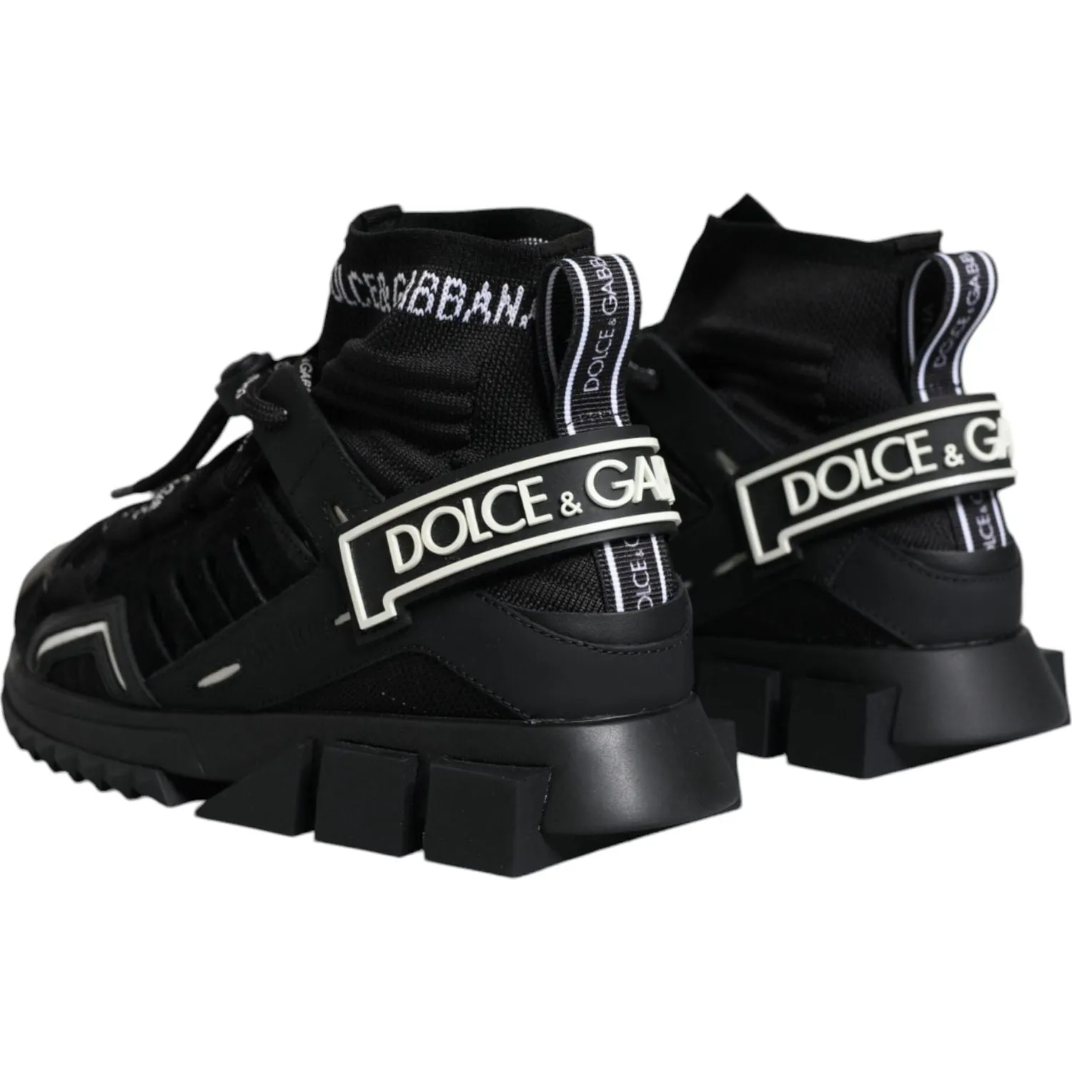 Dolce & Gabbana Black Sorrento Socks Logo Sneakers Shoes