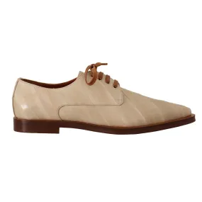 Dolce & Gabbana Elegant Beige Eel Leather Formal Flats