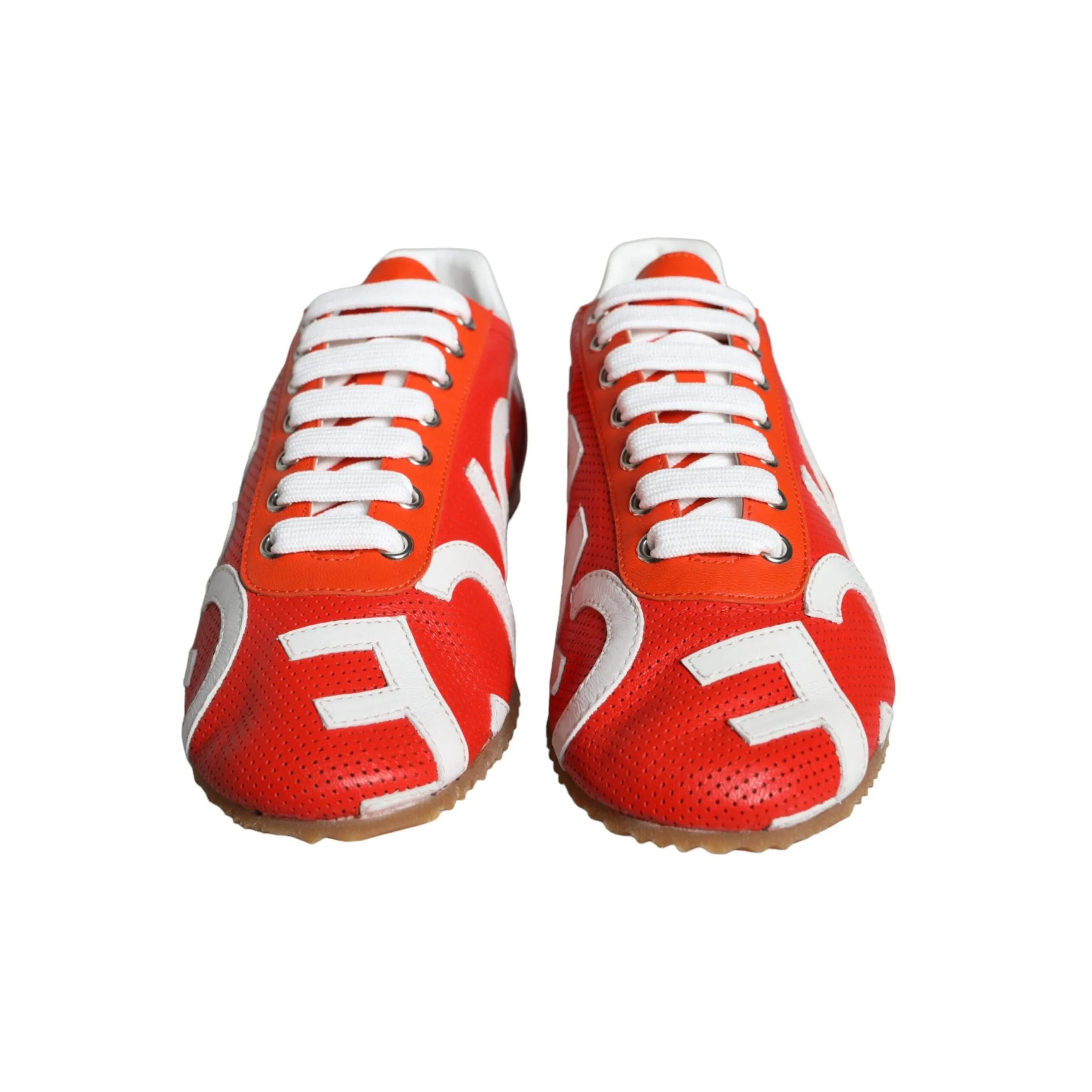 Dolce & Gabbana Red White Leather Logo Casual Sneakers Shoes