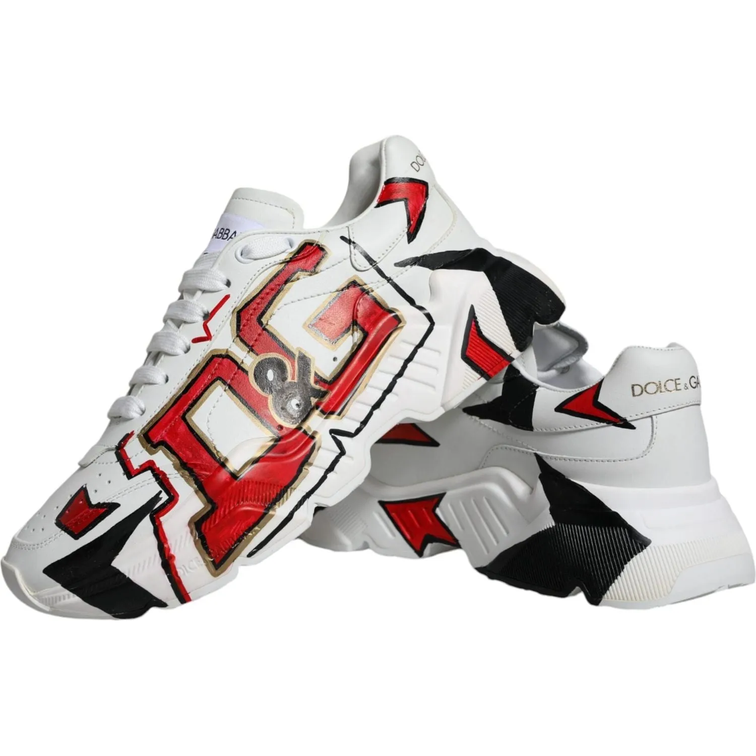 Dolce & Gabbana White Daymaster Hand Painted Sneakers Shoes