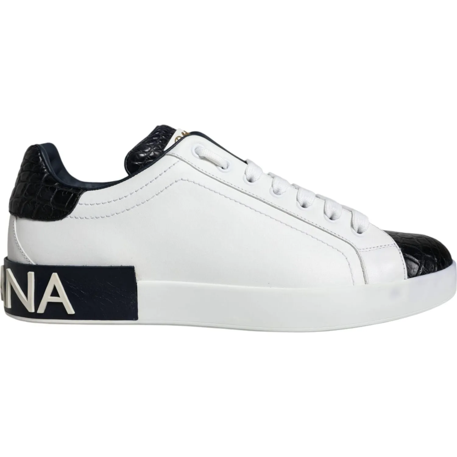 Dolce & Gabbana White Leather Logo Portofino Sneaker Shoes