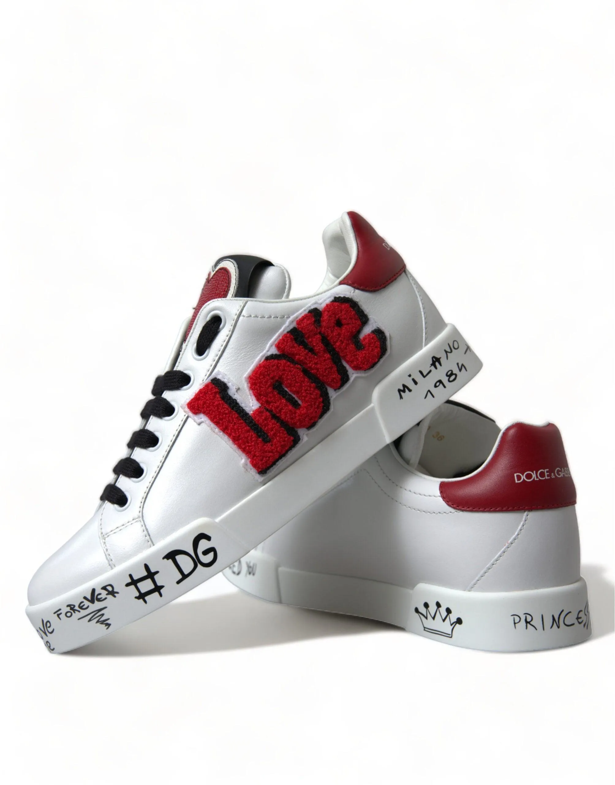 Dolce & Gabbana White Love Patch Portofino Classic Sneakers Shoes