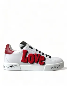 Dolce & Gabbana White Love Patch Portofino Classic Sneakers Shoes