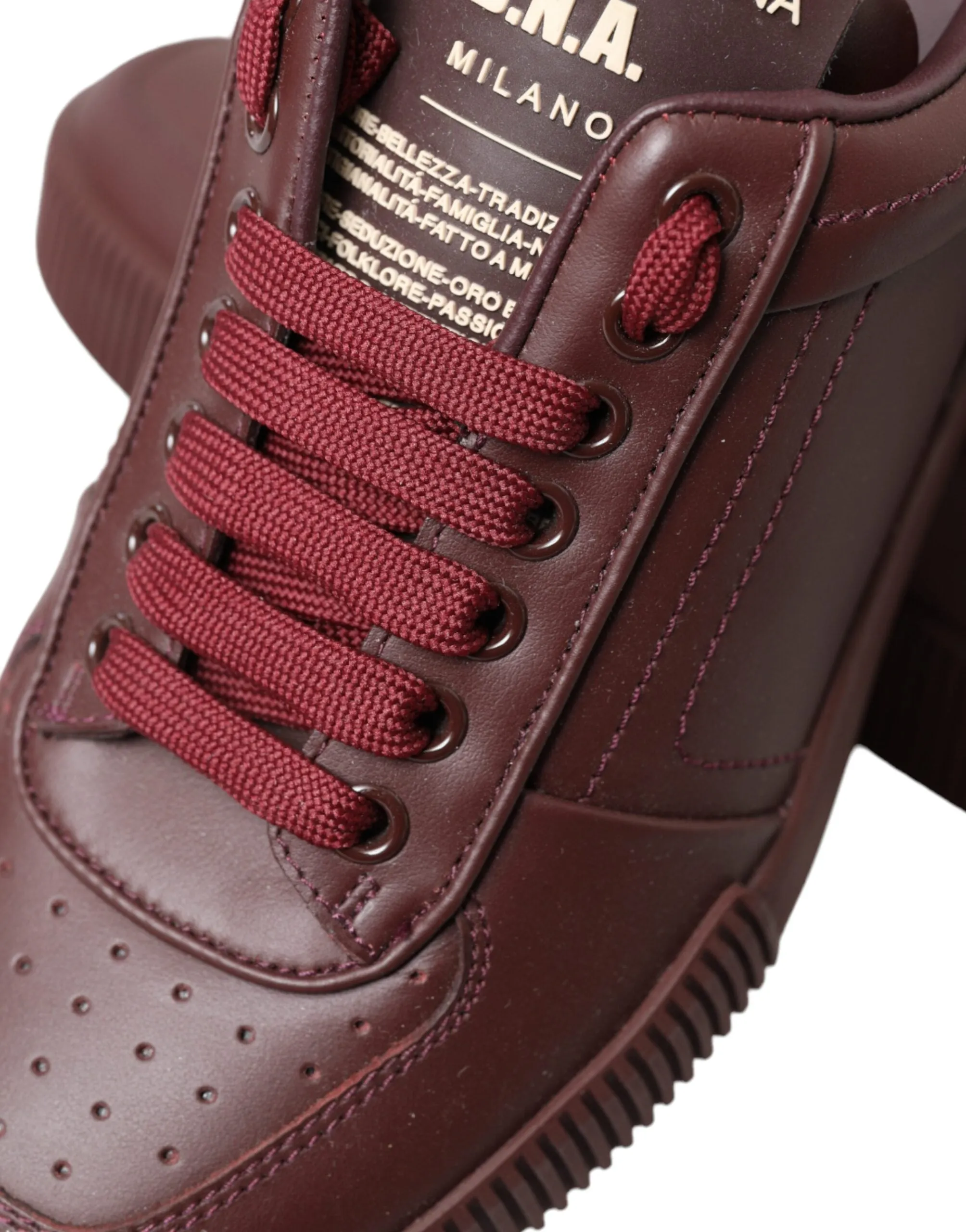 Elegant Bordeaux Leather Sneakers