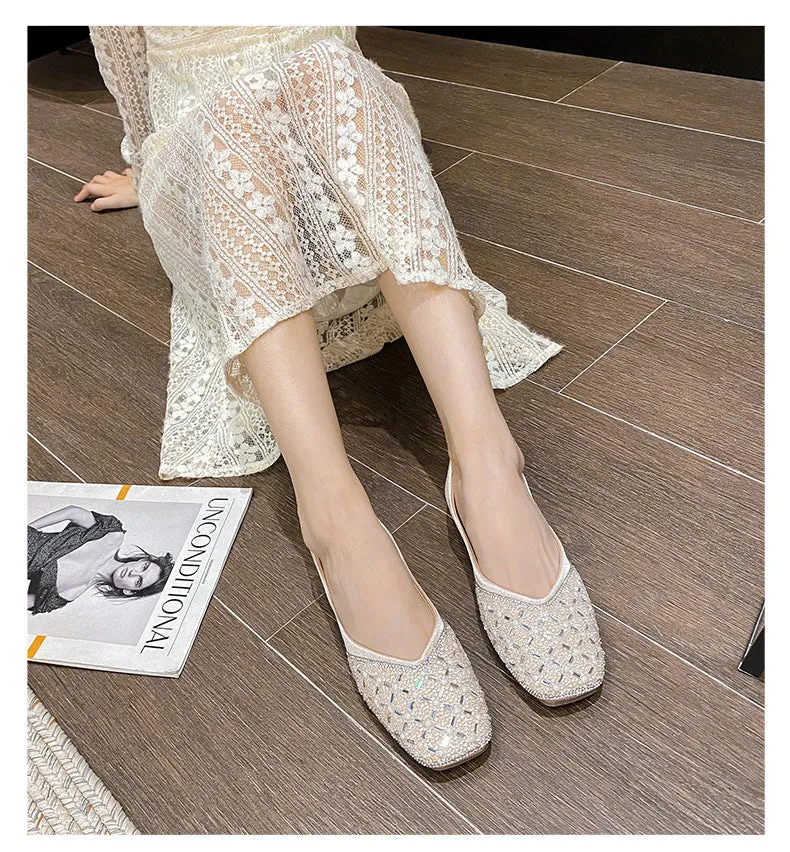 Elegant Chic Beaded Soft Leather Flats