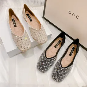 Elegant Chic Beaded Soft Leather Flats