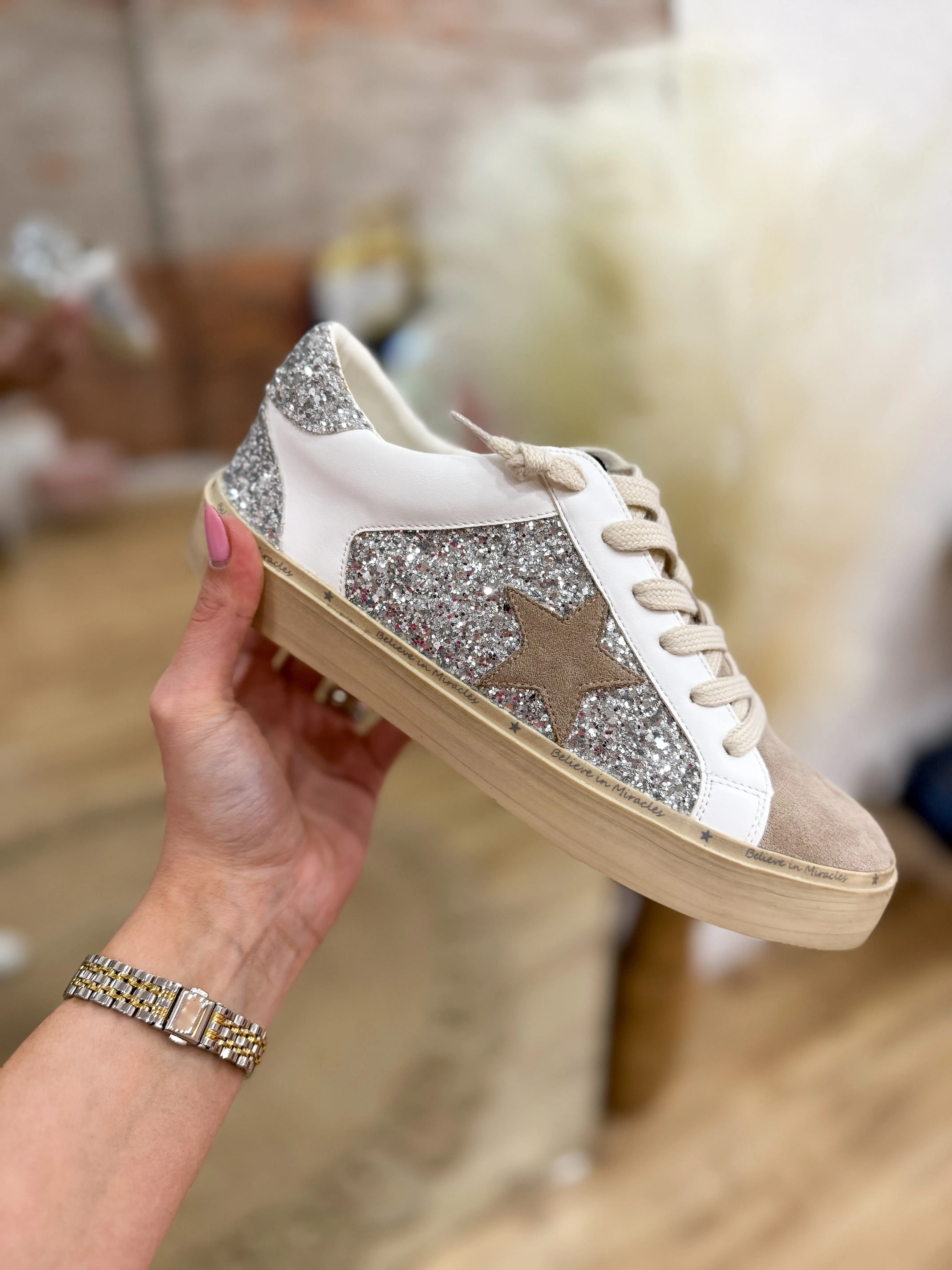 Gabby Silver Glitter Sneakers