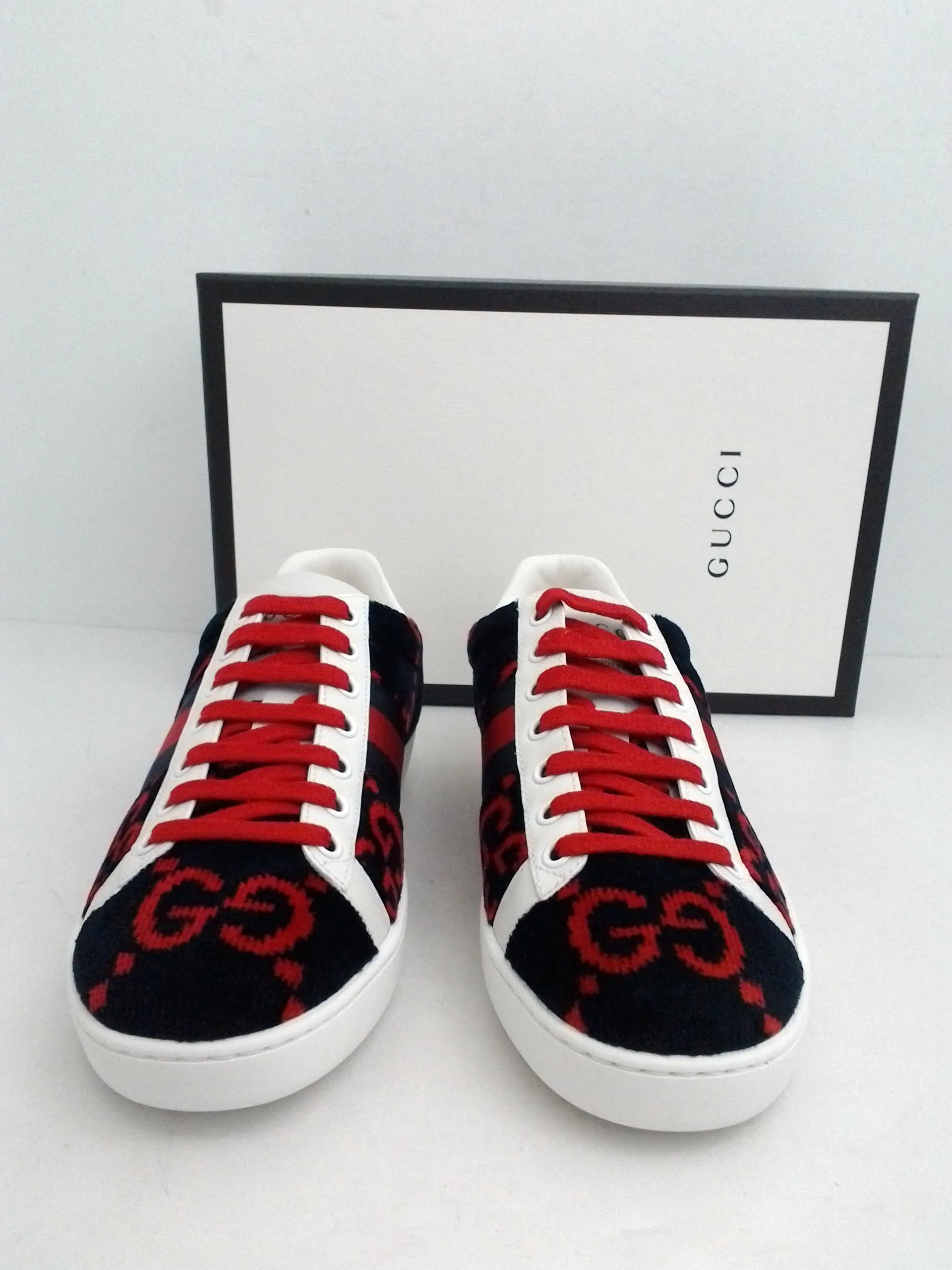 Gucci Women's Velvet GG Sponge Blue Sneakers Size 36 - 39