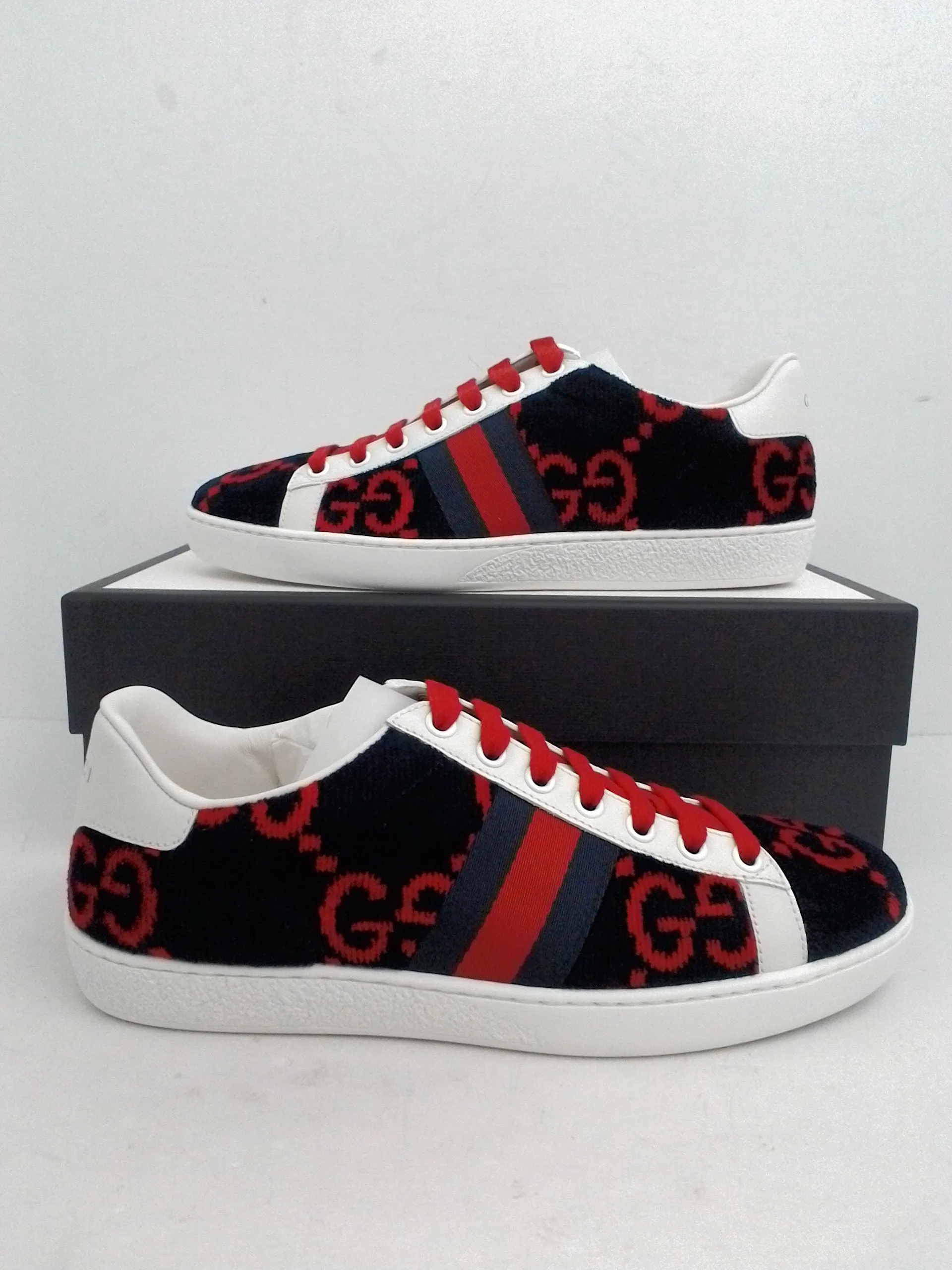 Gucci Women's Velvet GG Sponge Blue Sneakers Size 36 - 39