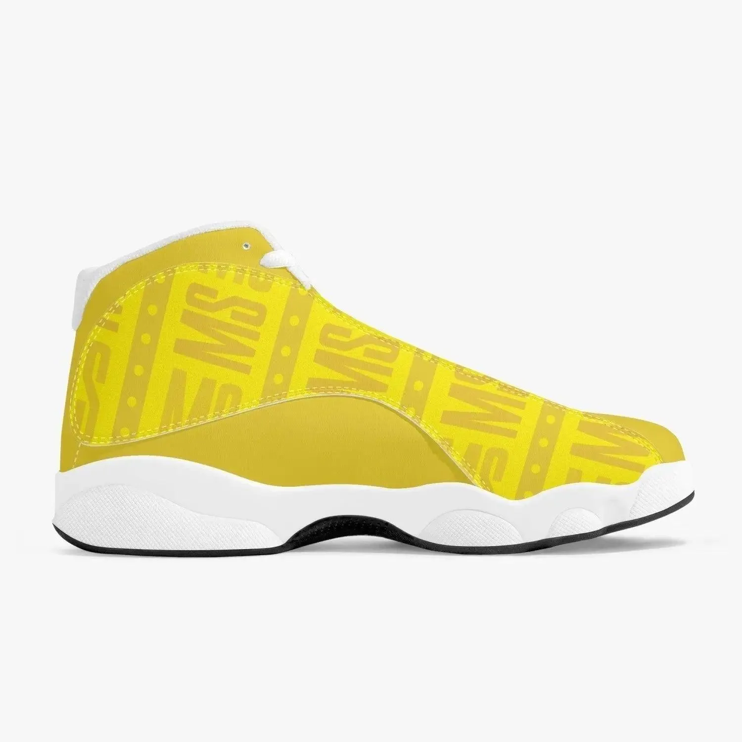 Men High-Top Leather Yellow Basketball Sneakers