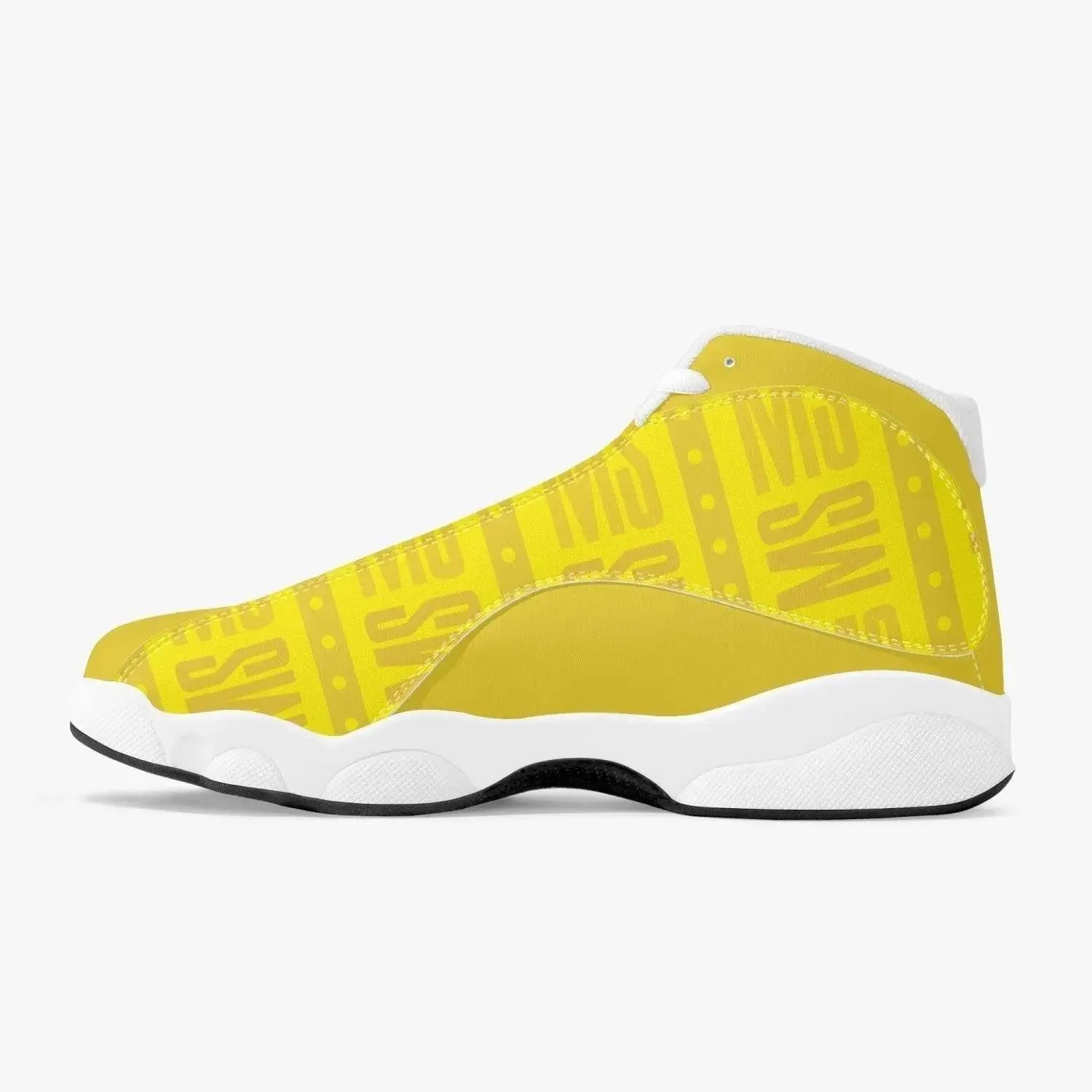 Men High-Top Leather Yellow Basketball Sneakers