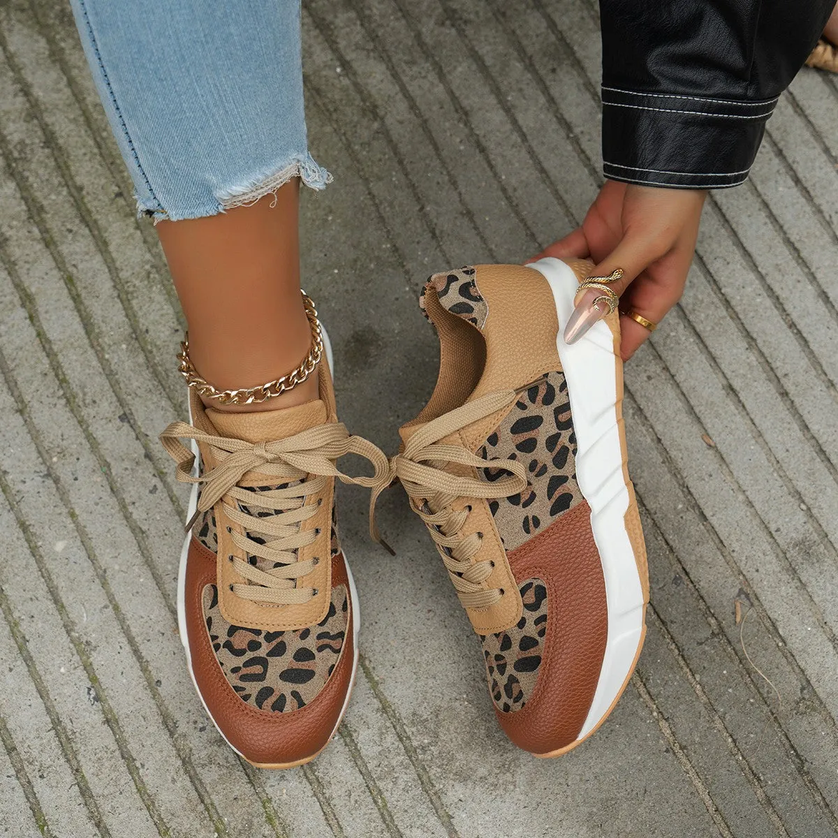 Nina – Women's Leopard Print Platform Sneakers for Casual Sports