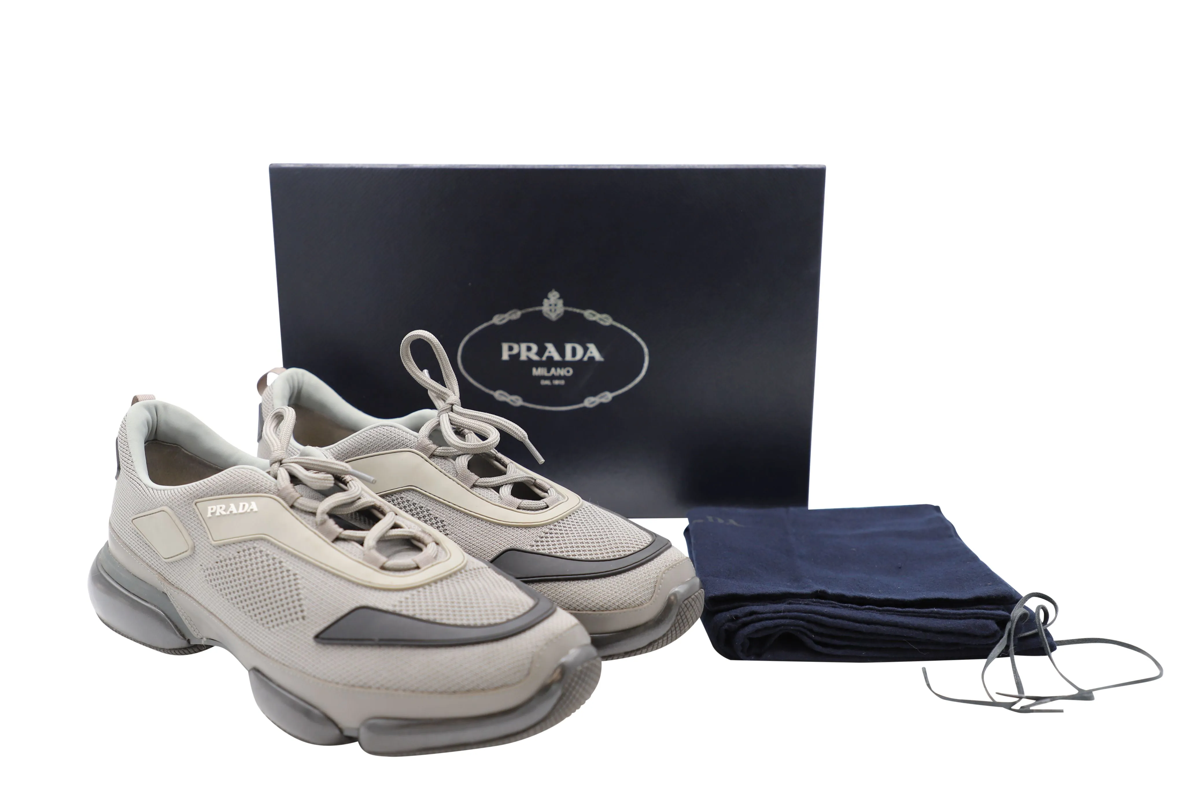 Prada Cloud Bust Sneakers In Grey Synthetic