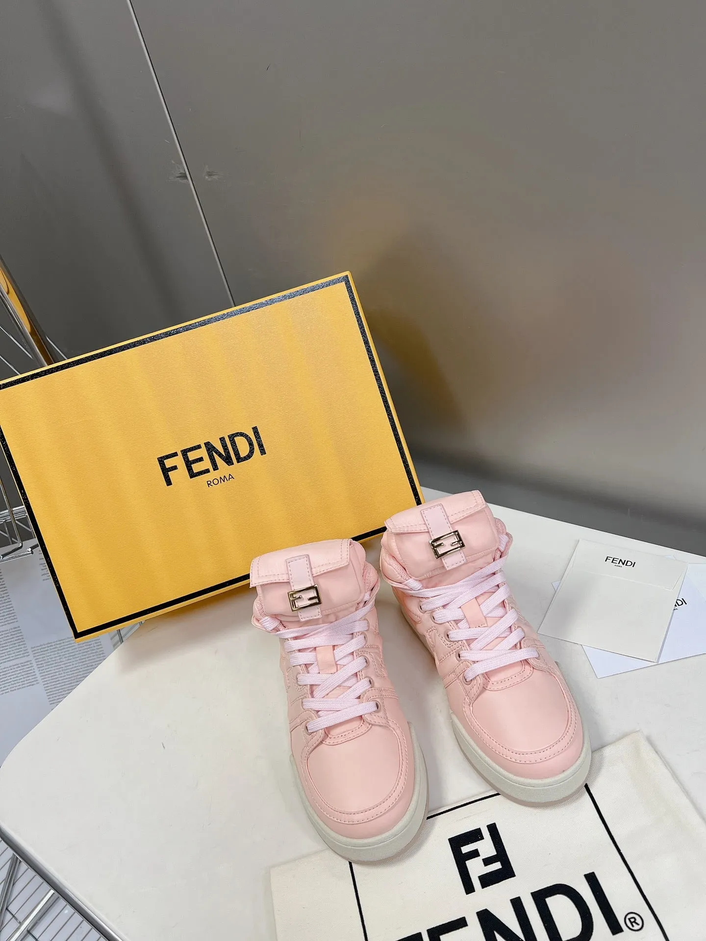 SE996 Fendi Match Pink Nylon high-tops / Size5-10