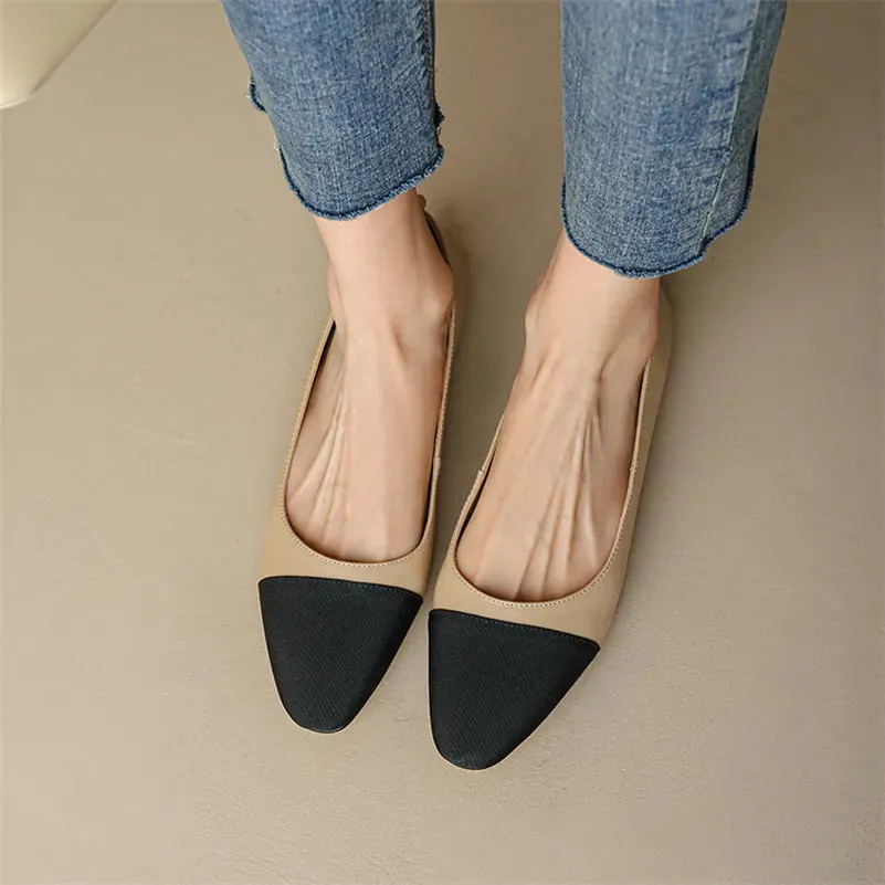 Women's Genuine Leather Duo Tone Flats